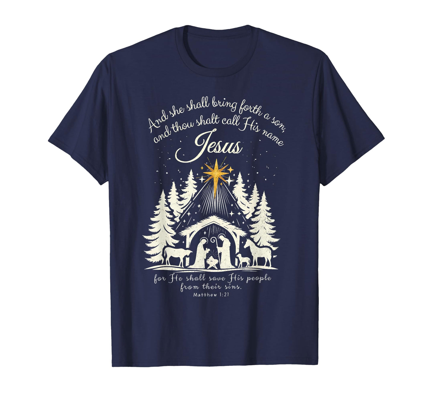 Jesus Christian Christmas Xmas Tree Family Pajamas Holiday T-Shirt