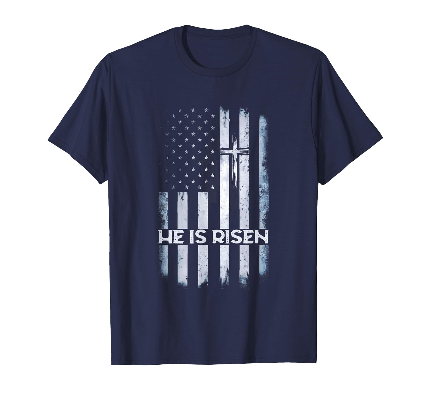Patriotic Easter American Flag He is Risen Boys Mens Easter T-Shirt