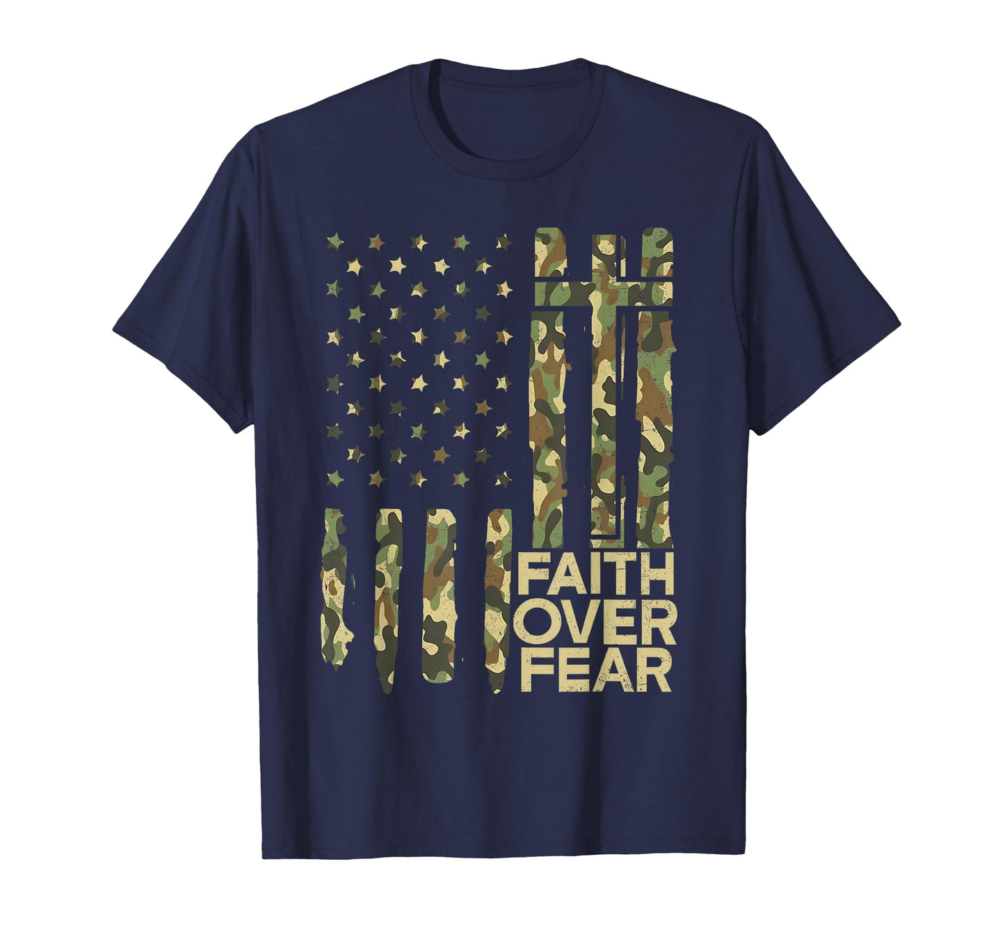Jesus Faith Over Fear Cross Bible Religious Verse Christian T-Shirt
