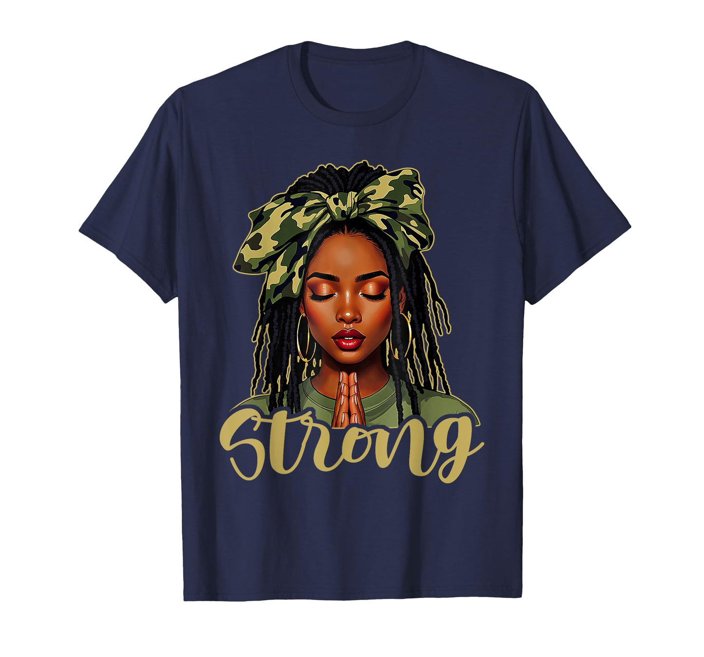 Strong Black Woman Praying Afro African American Christian T-Shirt