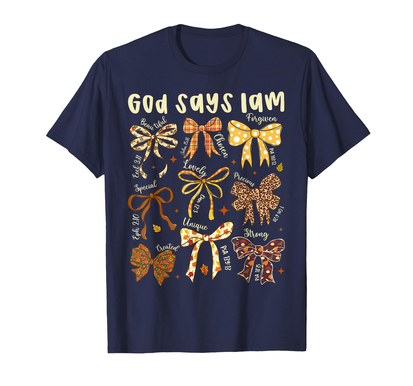 God Says I Am Fall Coquette Bow Thanksgiving Christian Women T-Shirt