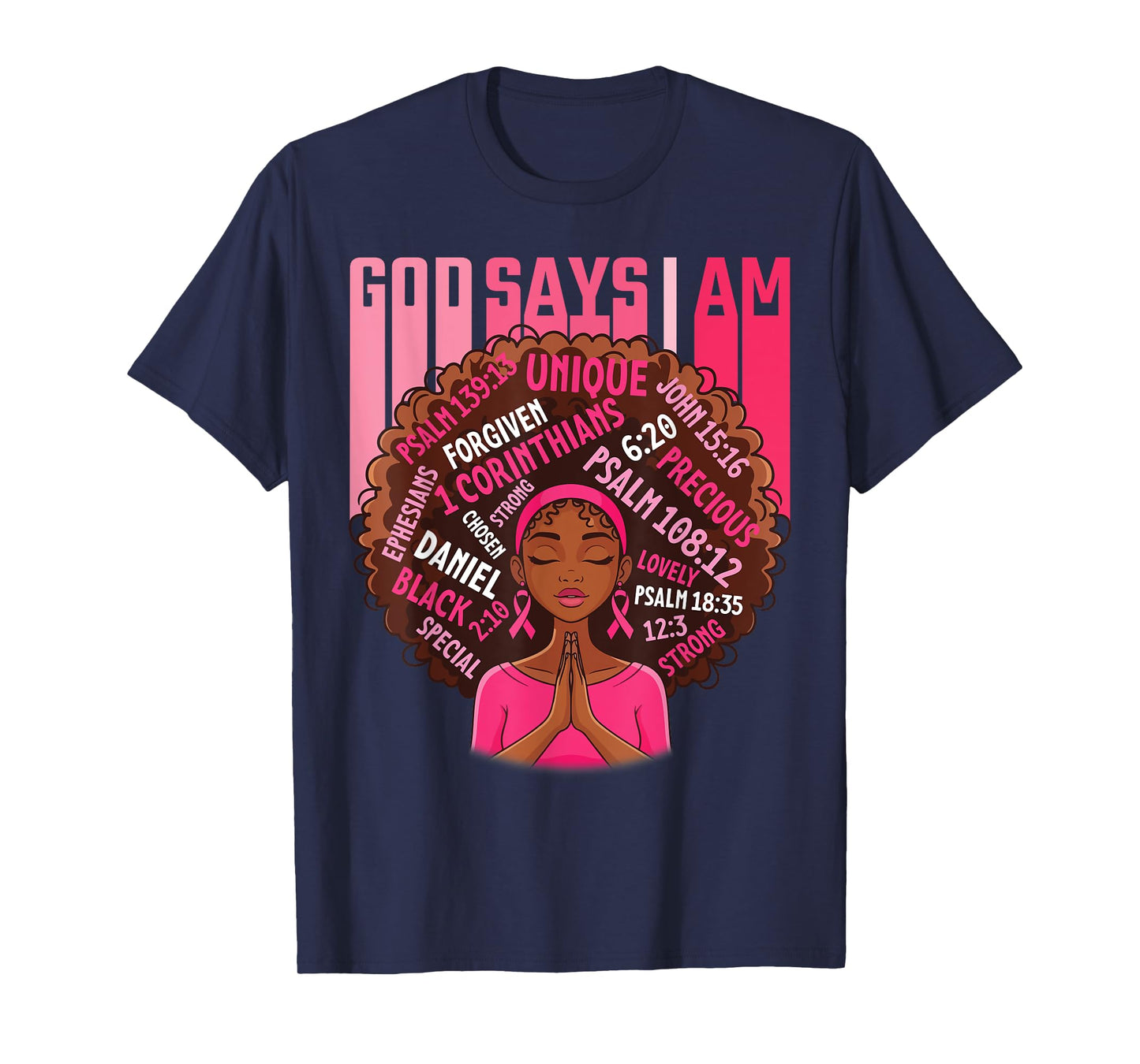 Cute Girl God Says I'm Blessed Survivor Breast Cancer Prayer T-Shirt