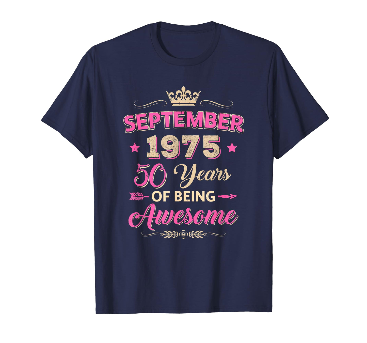 September 1975 50 Years of Being Awesome Retro 50Th Birthday T-Shirt