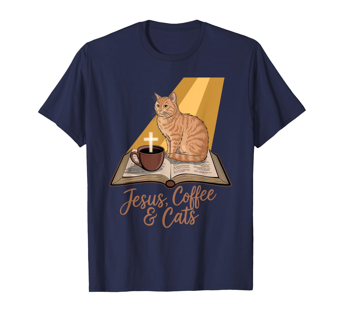 Jesus Coffee Cats Funny Cute Design Jesus Lovers Christian T-Shirt