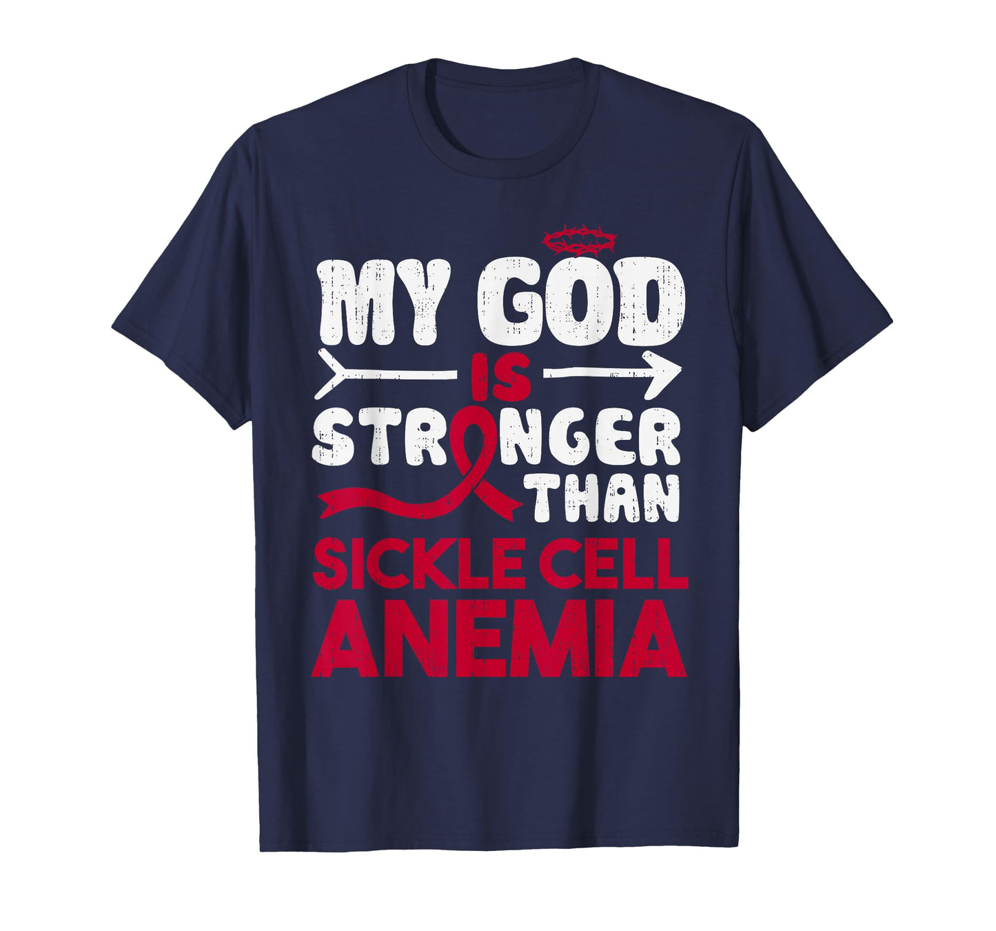 God Stronger Sickle Cell Anemia Awareness Ribbon Burgundy T-Shirt