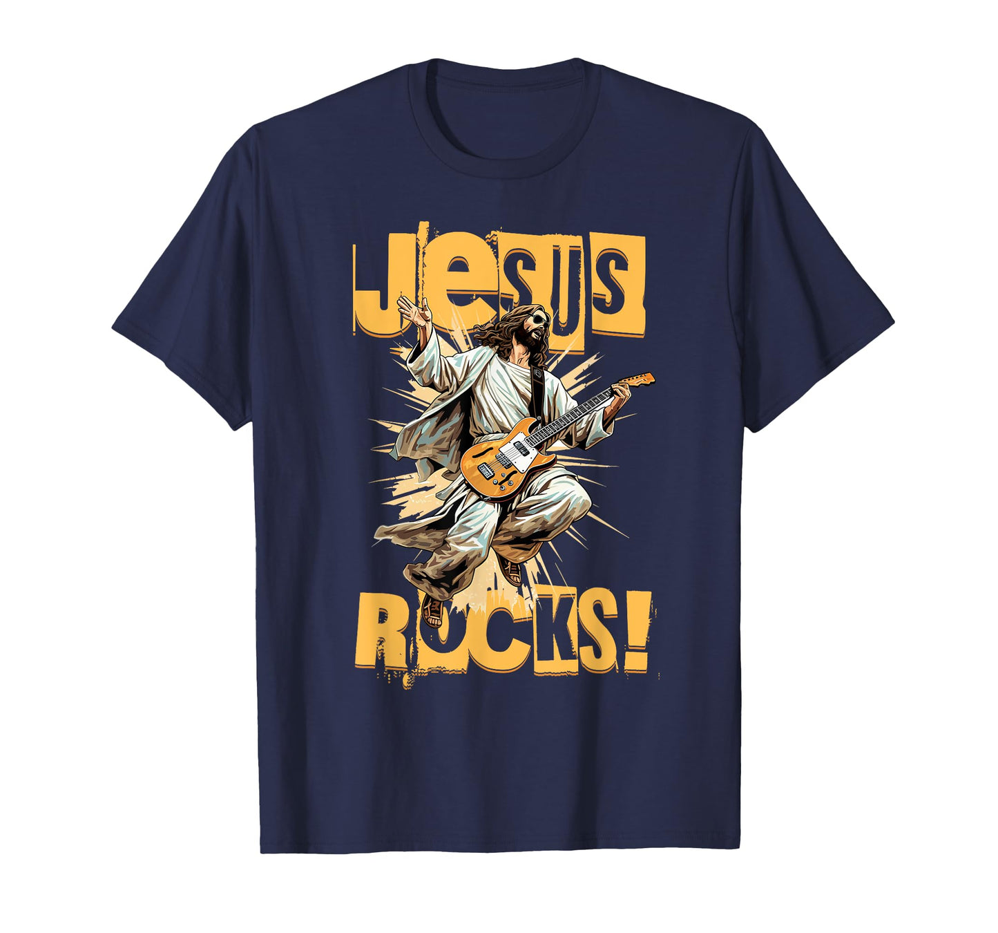 Church and Jesus Is My Jam Funny Jesus Rocks! Guitar Playing Jesus Christ T-Shirt
