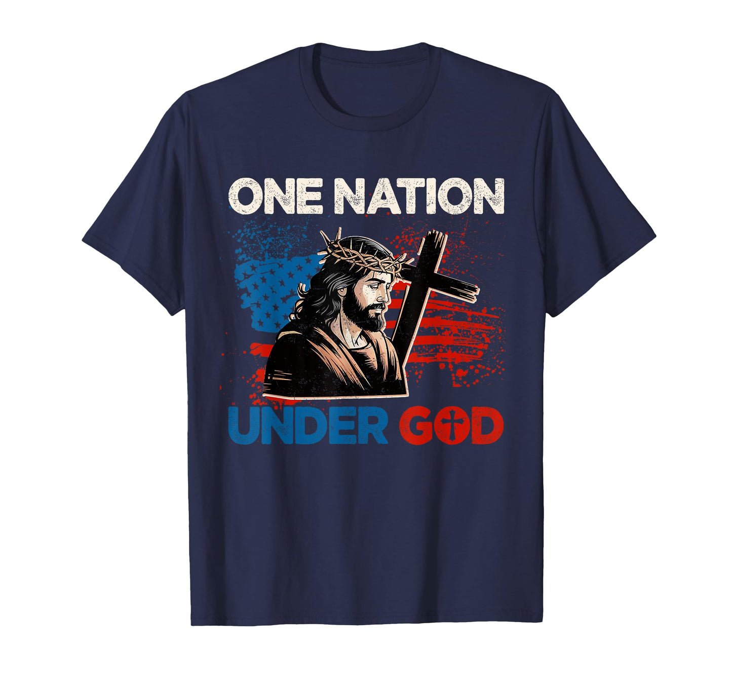 One Nation Under God Patriotic 4th Of July Christian USA Men T-Shirt