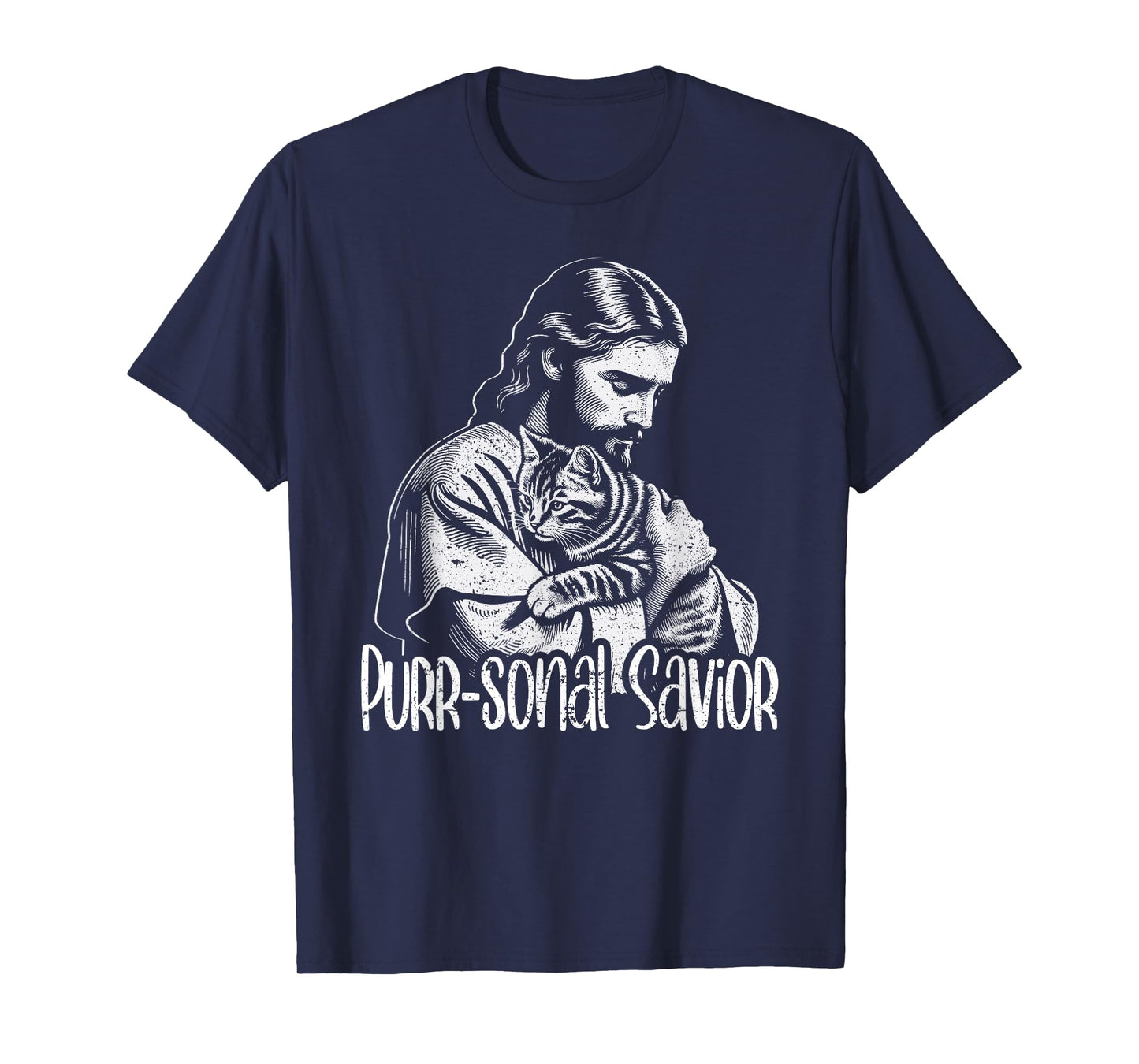 Purr-sonal Savior Jesus Loves Cats Christian Faith T-Shirt