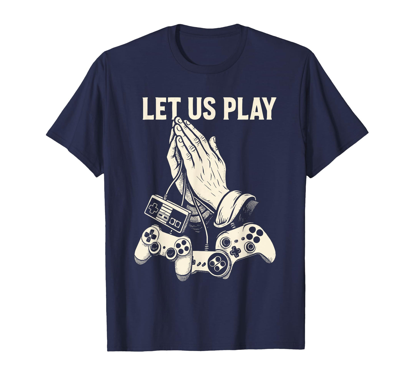 Funny Gamer Pun Praying Hands Video Game Humor Retro Console T-Shirt