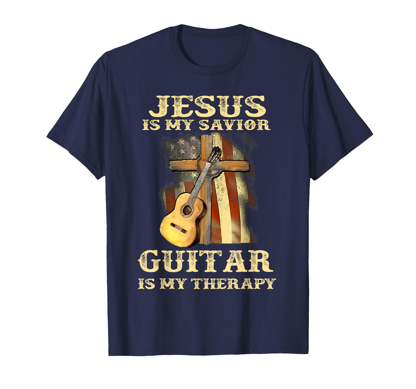Jesus Is My Savior Guitar Is My Therapy Funny Christian T-Shirt