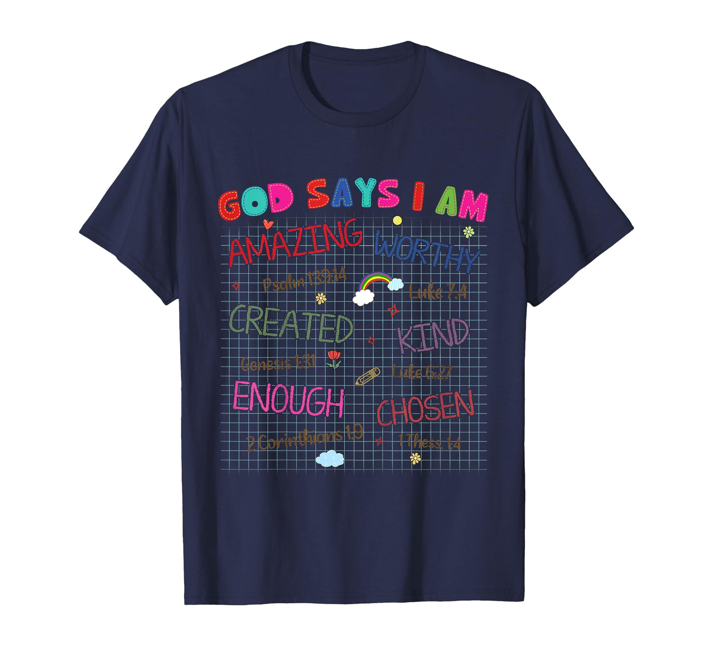 Kids God Says I Am Crayon Drawing Funny Bible Christian Girls T-Shirt