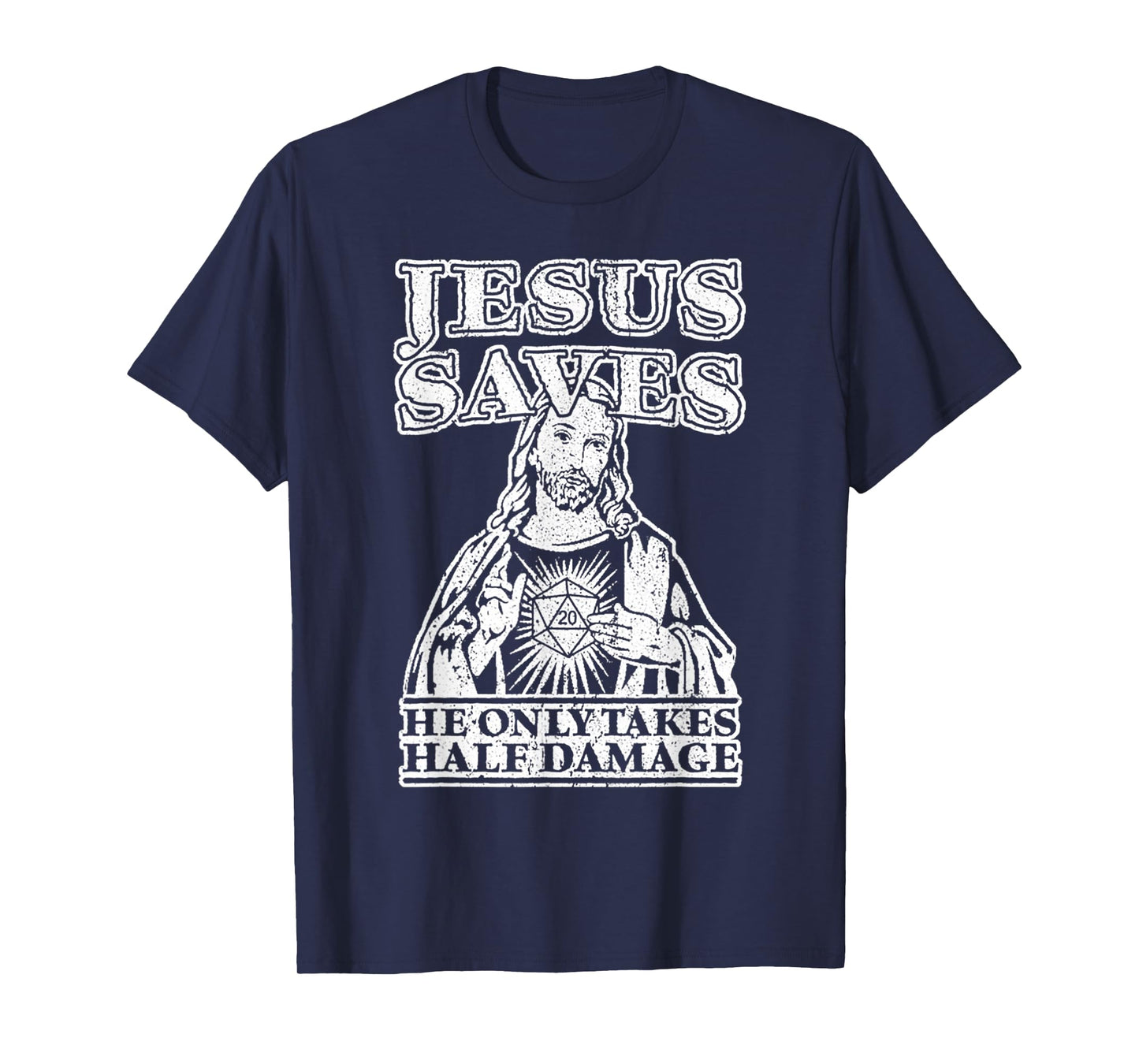 Vintage Funny Jesus Saves He Only Takes Half Damage Faith T-Shirt