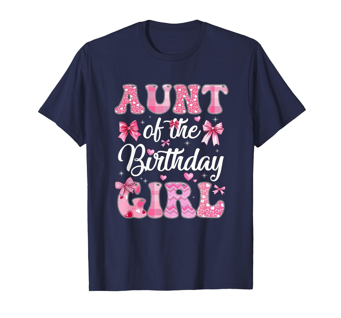 Aunt Of The Birthday Girl Family Pink Coquette Bow T-Shirt