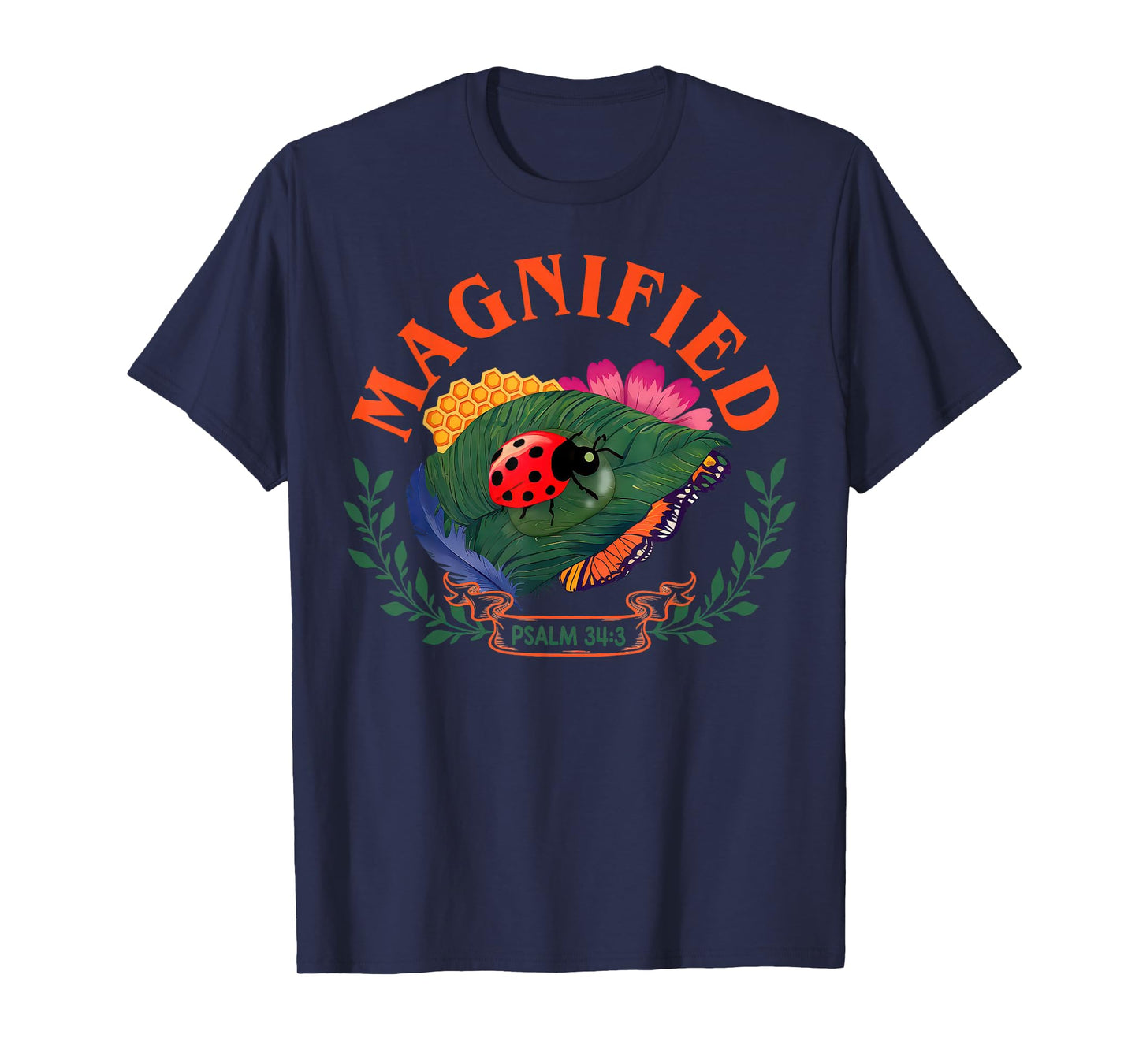 Magnified Psalm 34:3 VBS 202 Bible Summer Camp Christian T-Shirt
