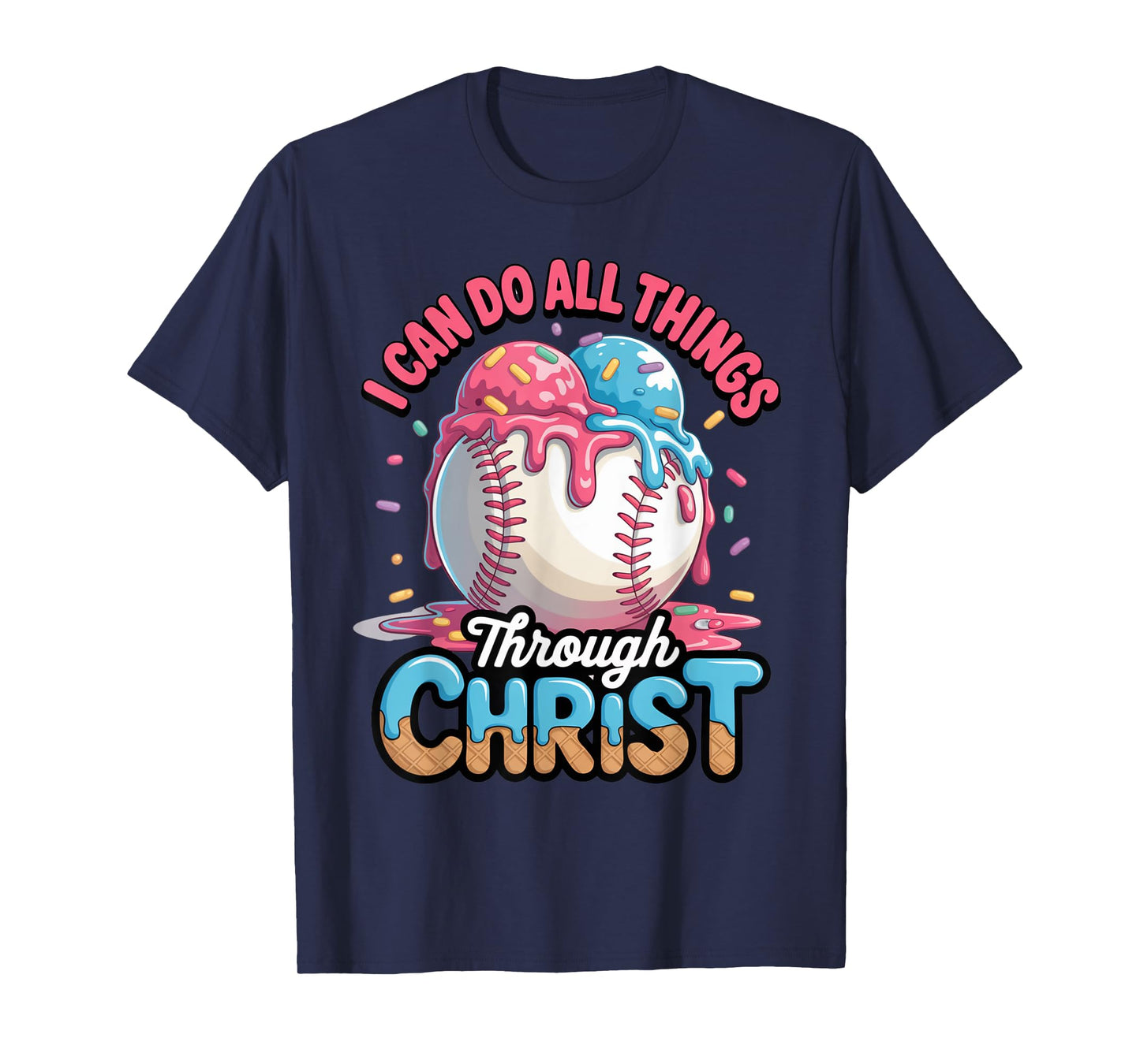 Ice Cream Drip Baseball Stuff Philippians 4:13 Jesus Boys T-Shirt
