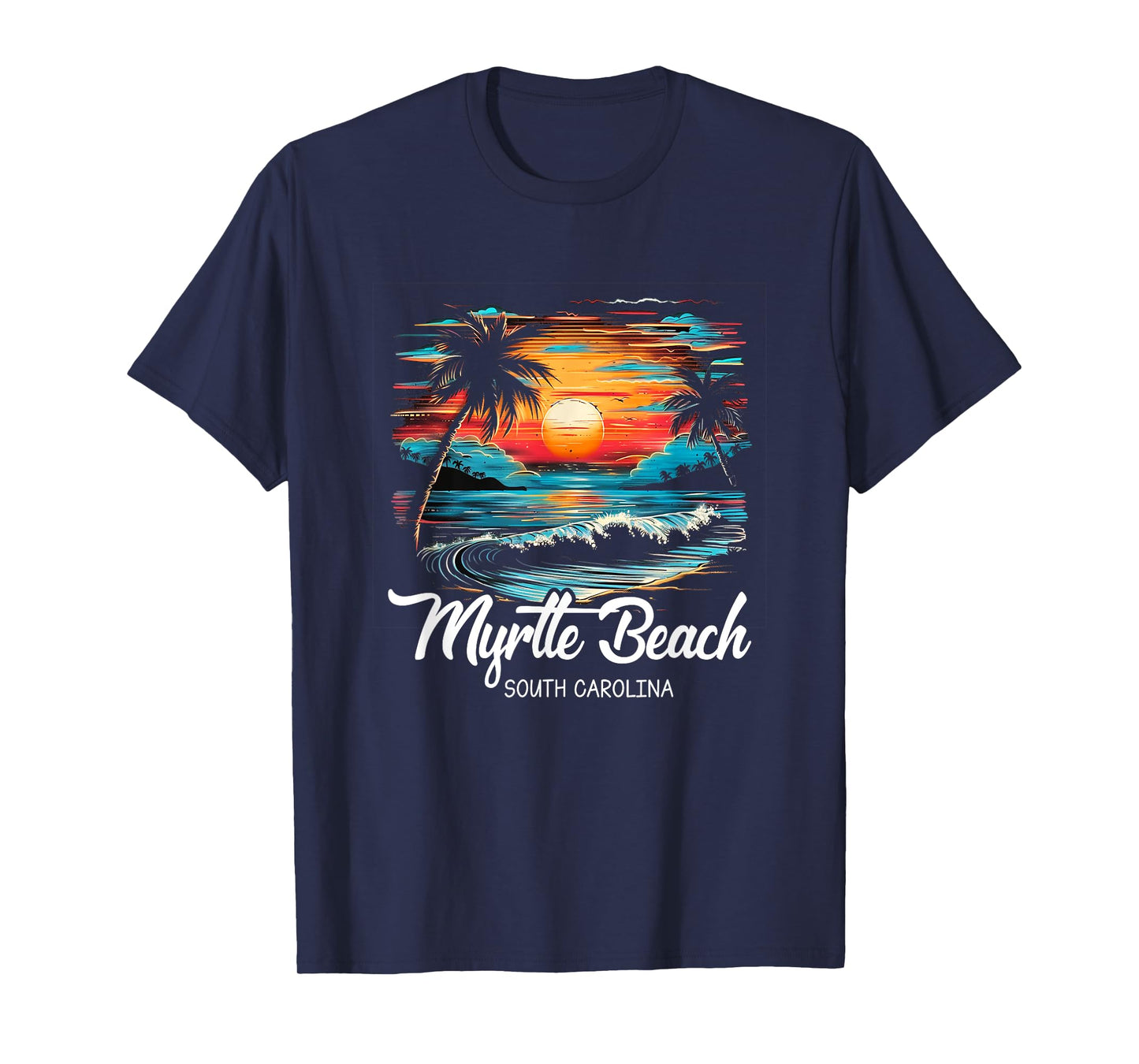 Family Vacation Retro Sunset South Carolina Myrtle Beach T-Shirt