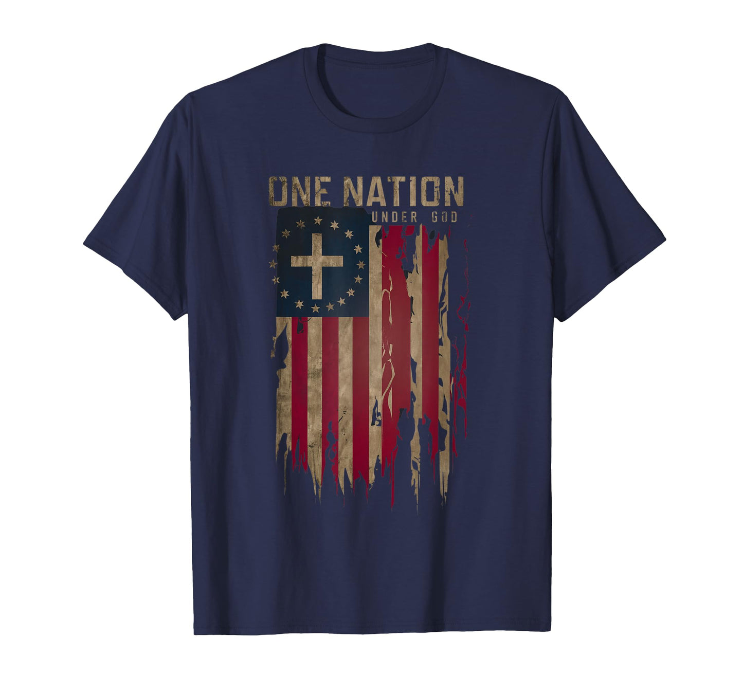 One Nation Under God Patriotic American Flag T-Shirt for Women Men