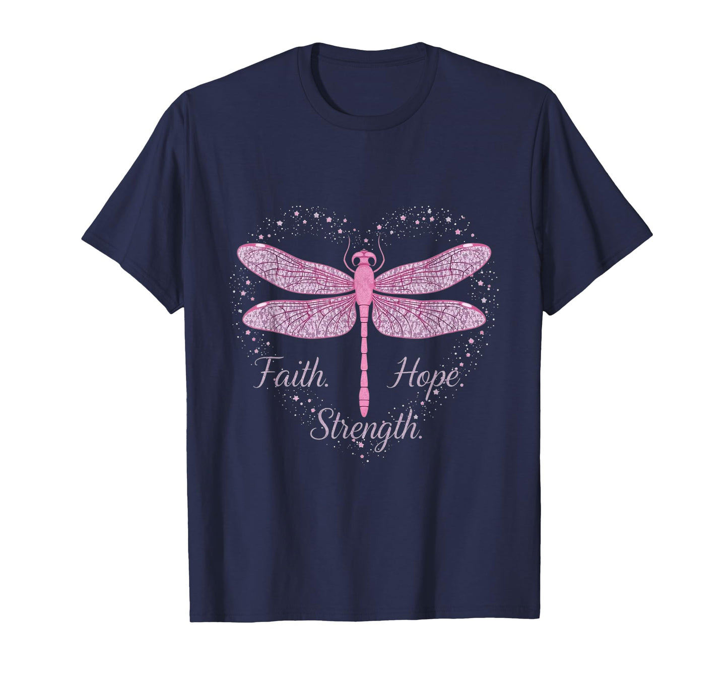 Breast Cancer Awareness Faith Hope Strength Pink Dragonfly T-Shirt
