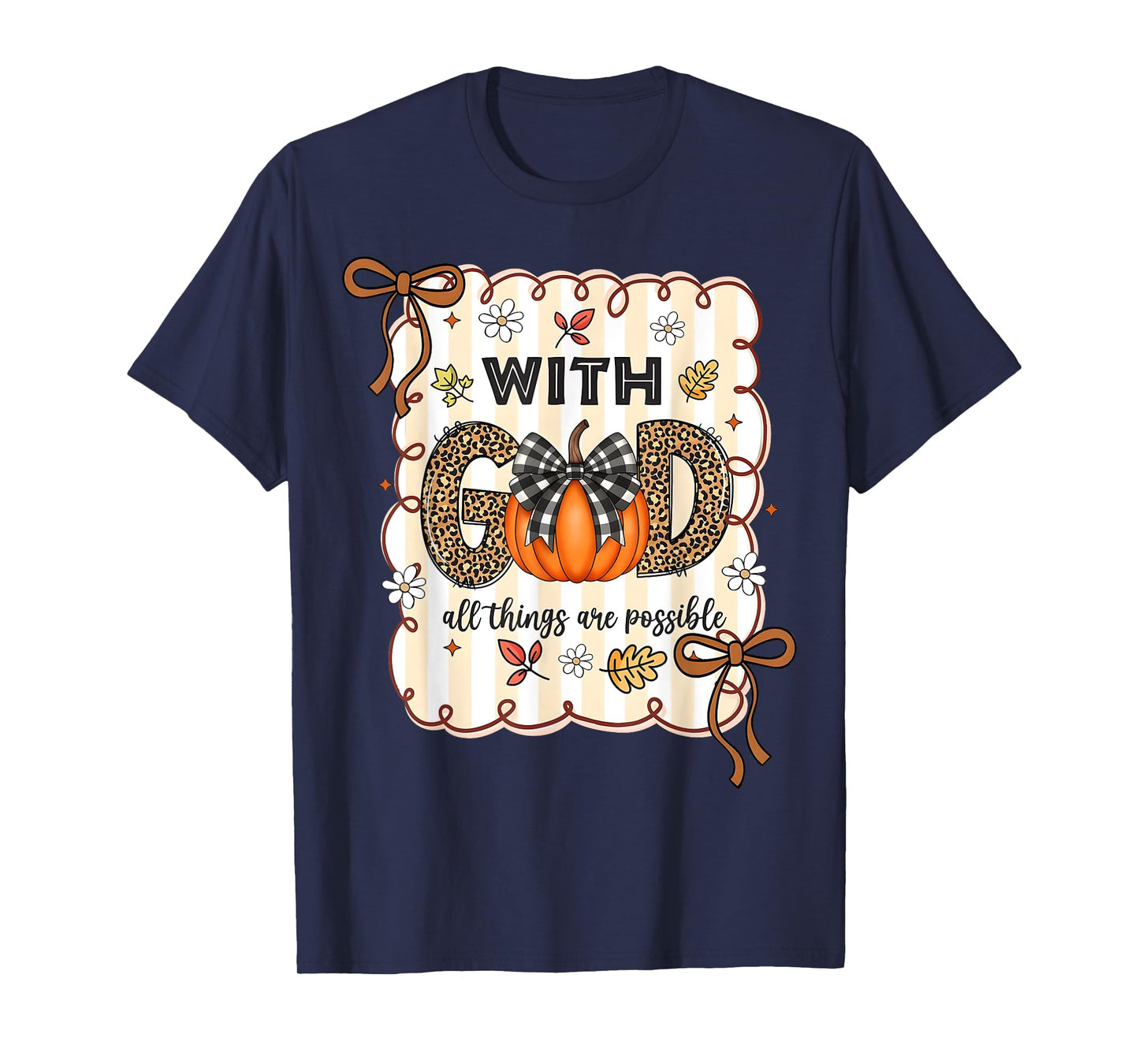 with God All Things are Possible Horse Floral Fall Christian T-Shirt