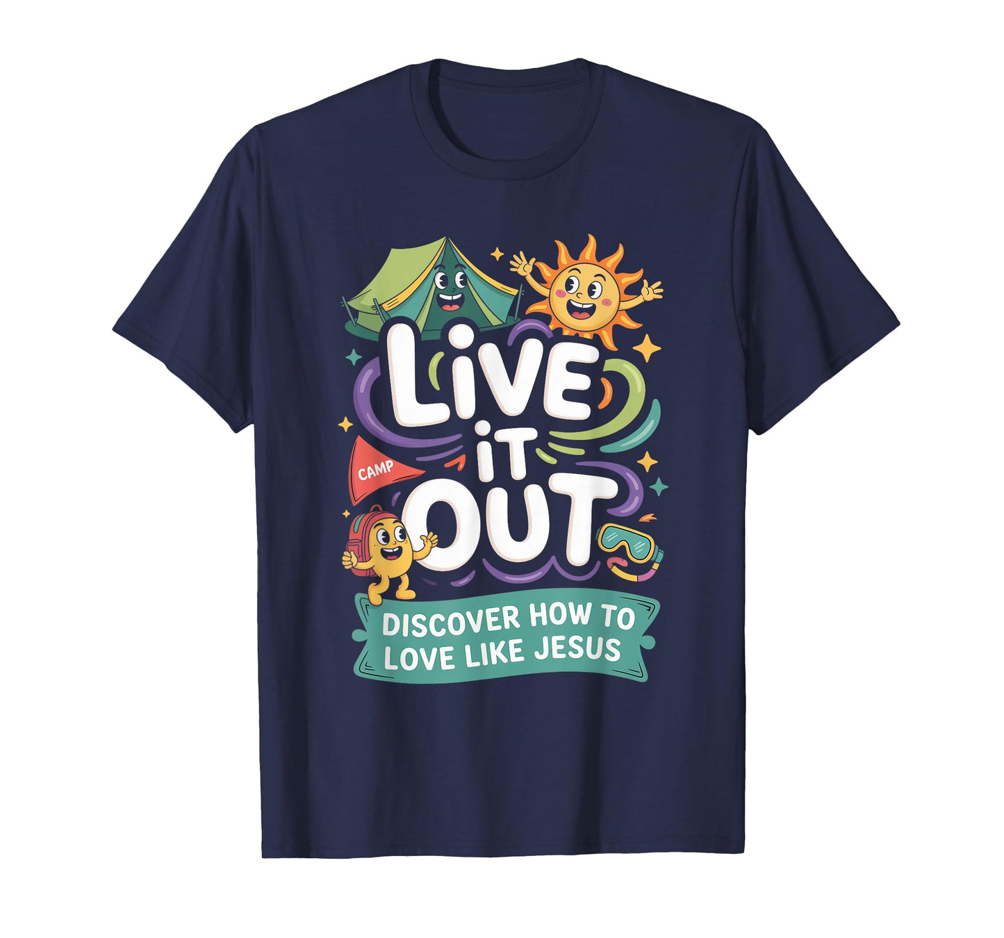 Live It Out Love Like Jesus VBS 2025 Christian Camping T-Shirt