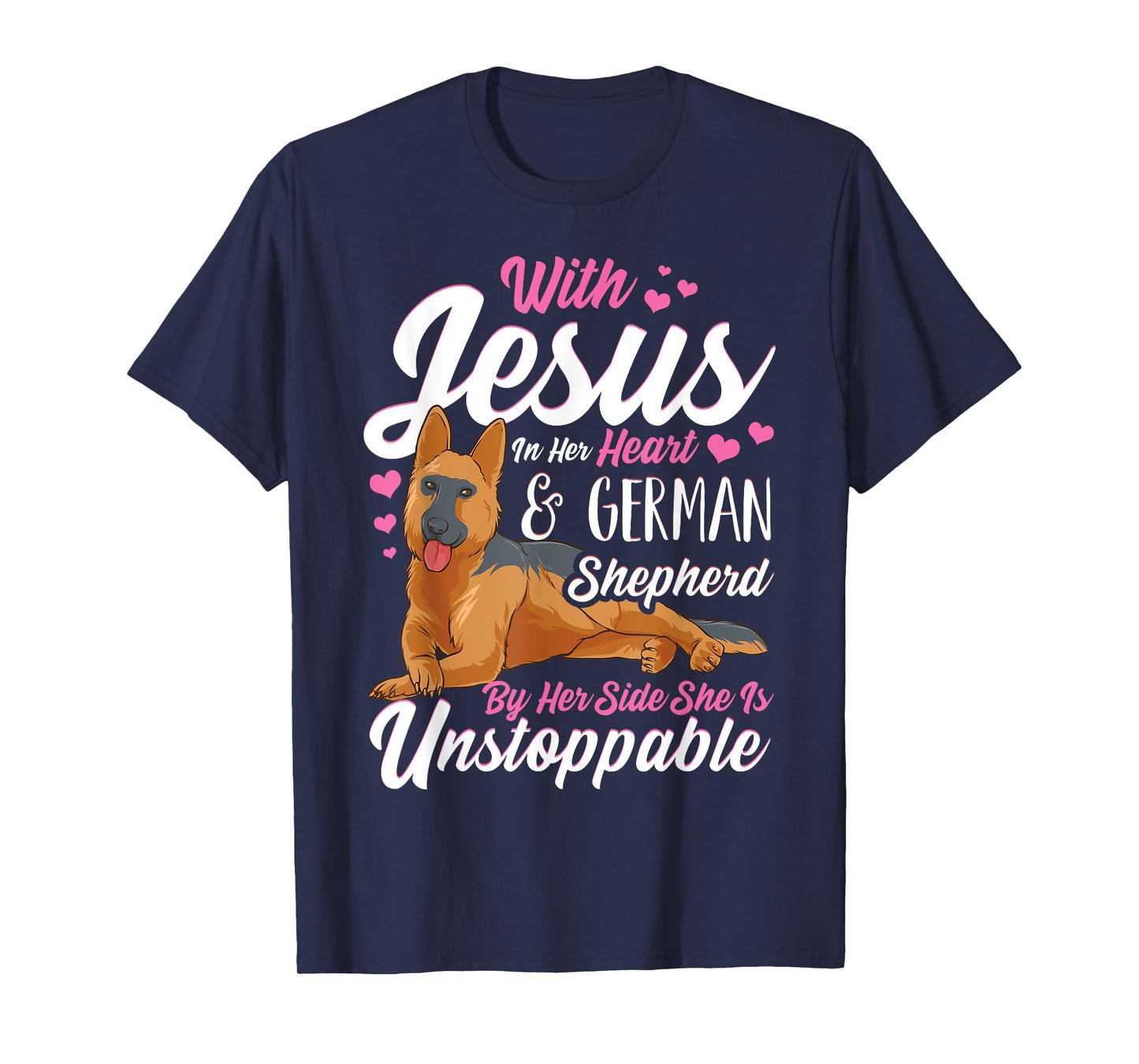 German Shepherd Shirts For Women With Jesus In Her Heart T-Shirt