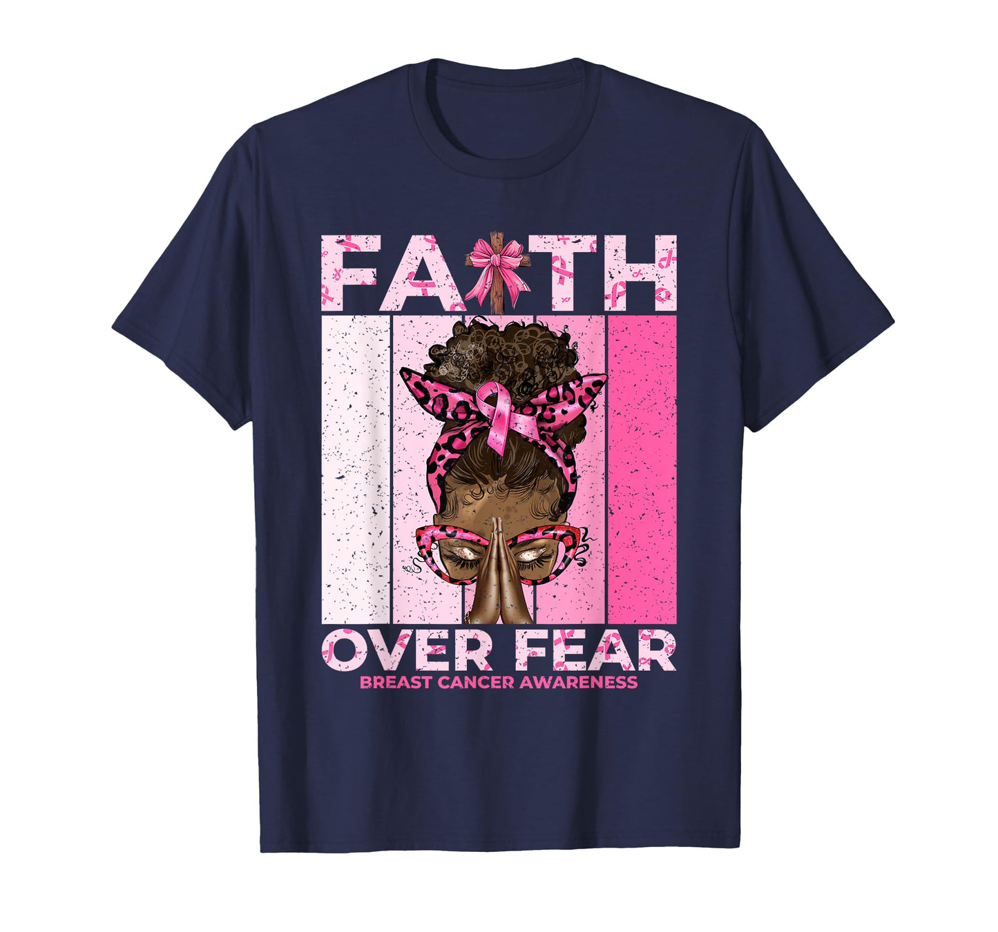Faith Over Fear Pink Awareness Art T-Shirt