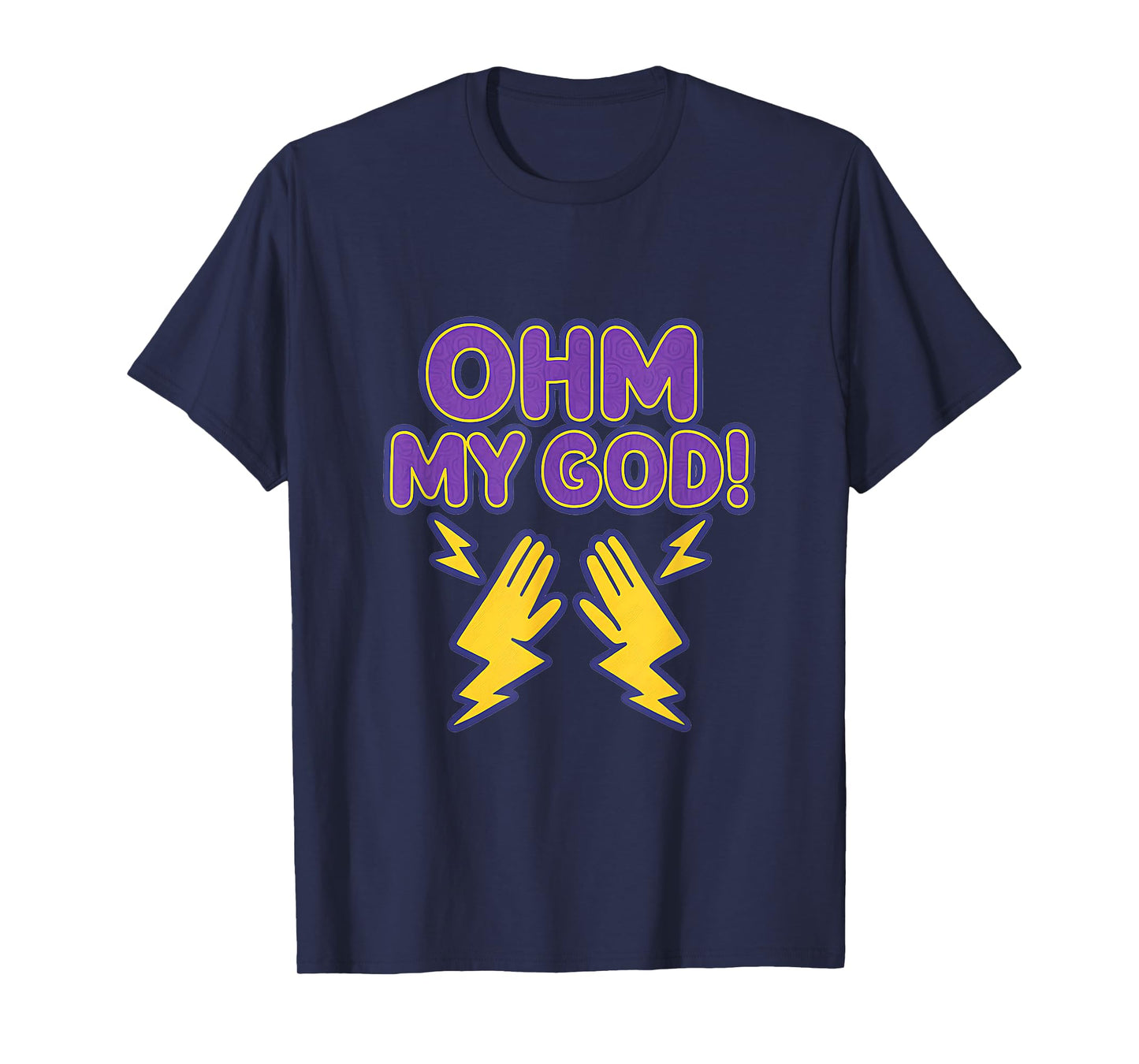Ohm My God Electrician Humor Bubble Letter Graphic T-Shirt