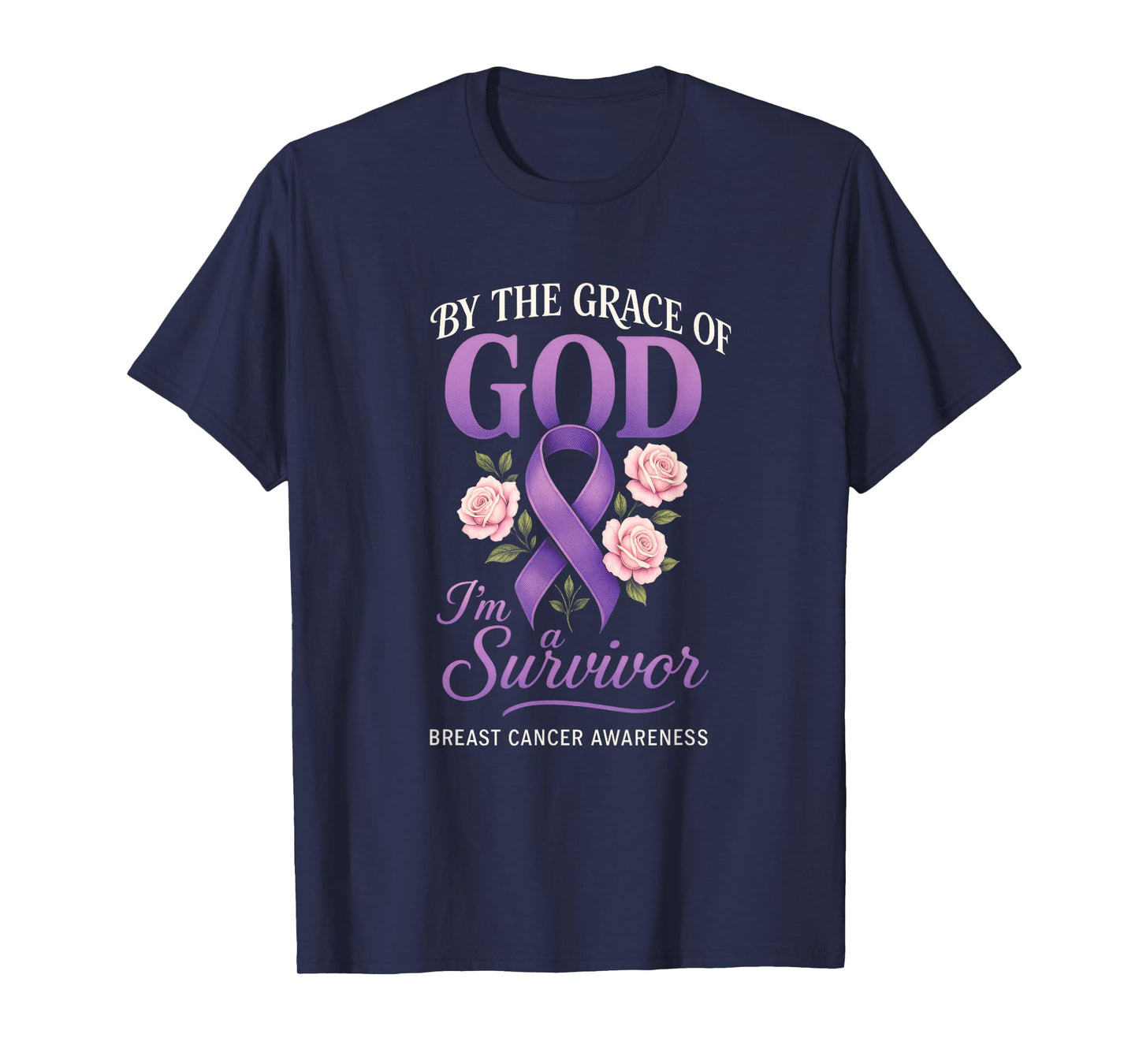 by The Grace of God - Breast Cancer Awareness T-Shirt