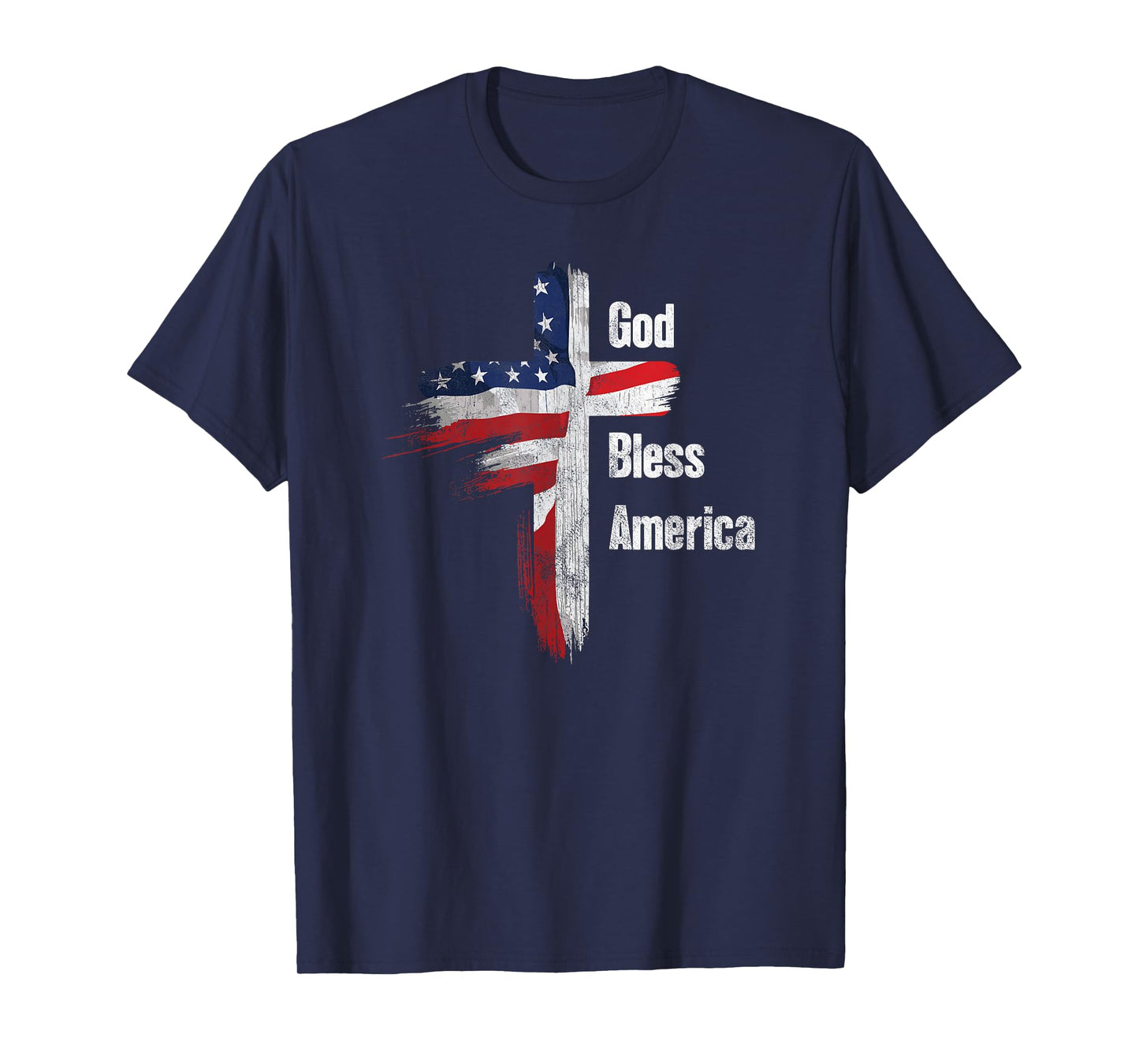 God Bless America 4th of July Christian Patriot USA Flag T-Shirt