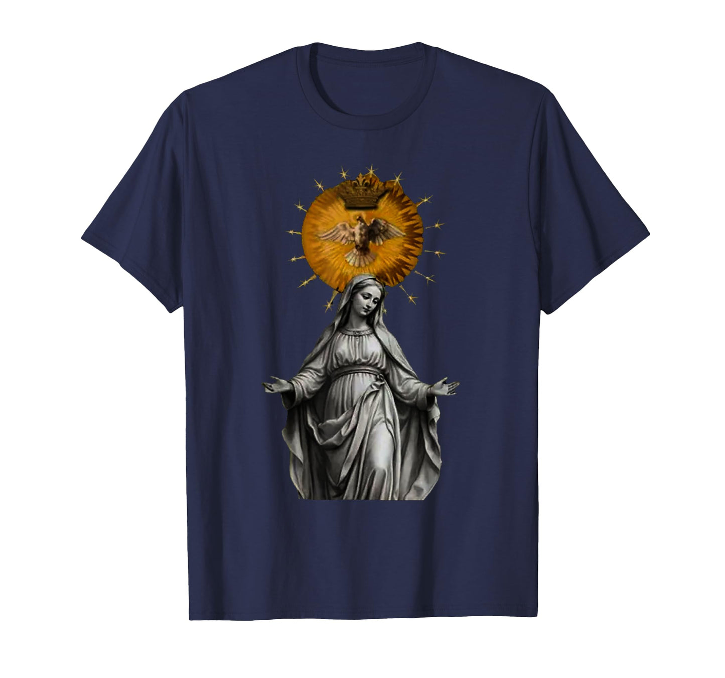 Holy Christ Mother Mary Theme Bird Dove Crown T-Shirt