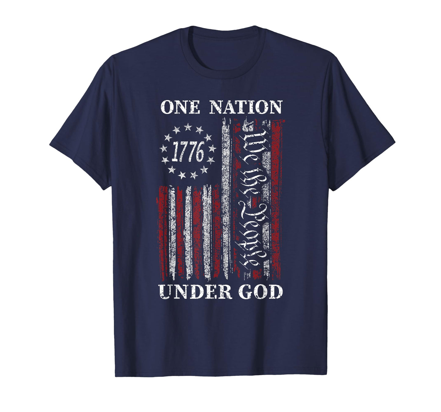 One Nation Under God Flag 4th Of July Patriotic Christian T-Shirt