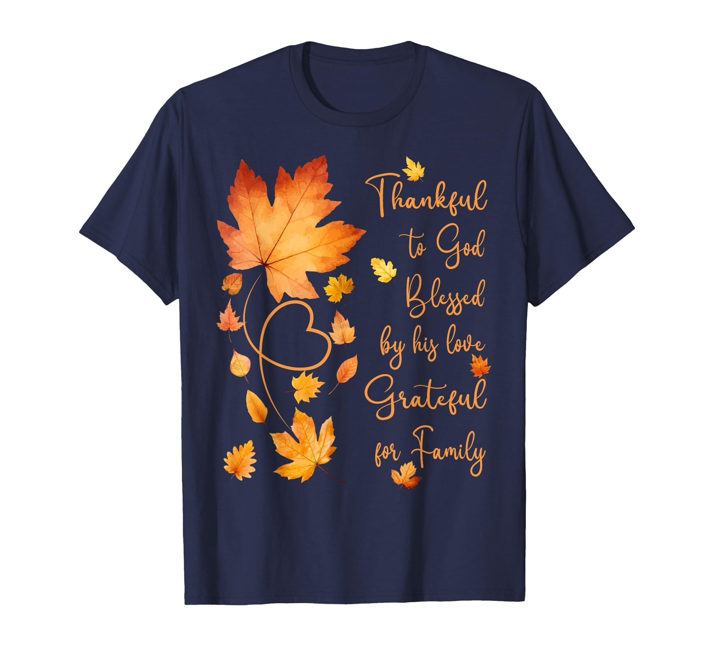 Thankful Grateful Blessed Christian Thanksgiving Fall Leaves T-Shirt