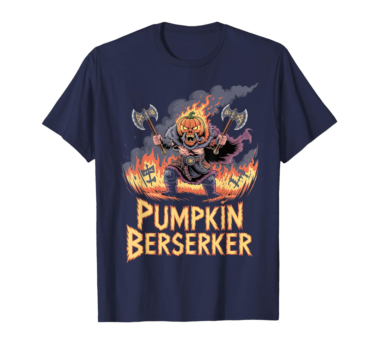 Funny Pumpkin Viking Warrior - Halloween Norse Mythology T-Shirt