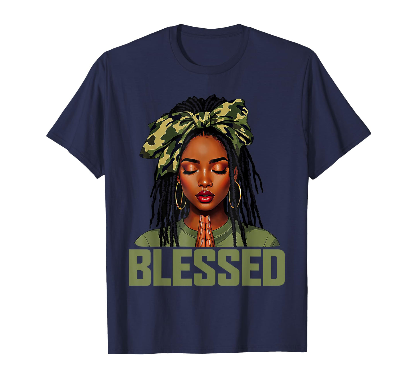 Blessed Black Woman Praying African Christian Camouflage T-Shirt