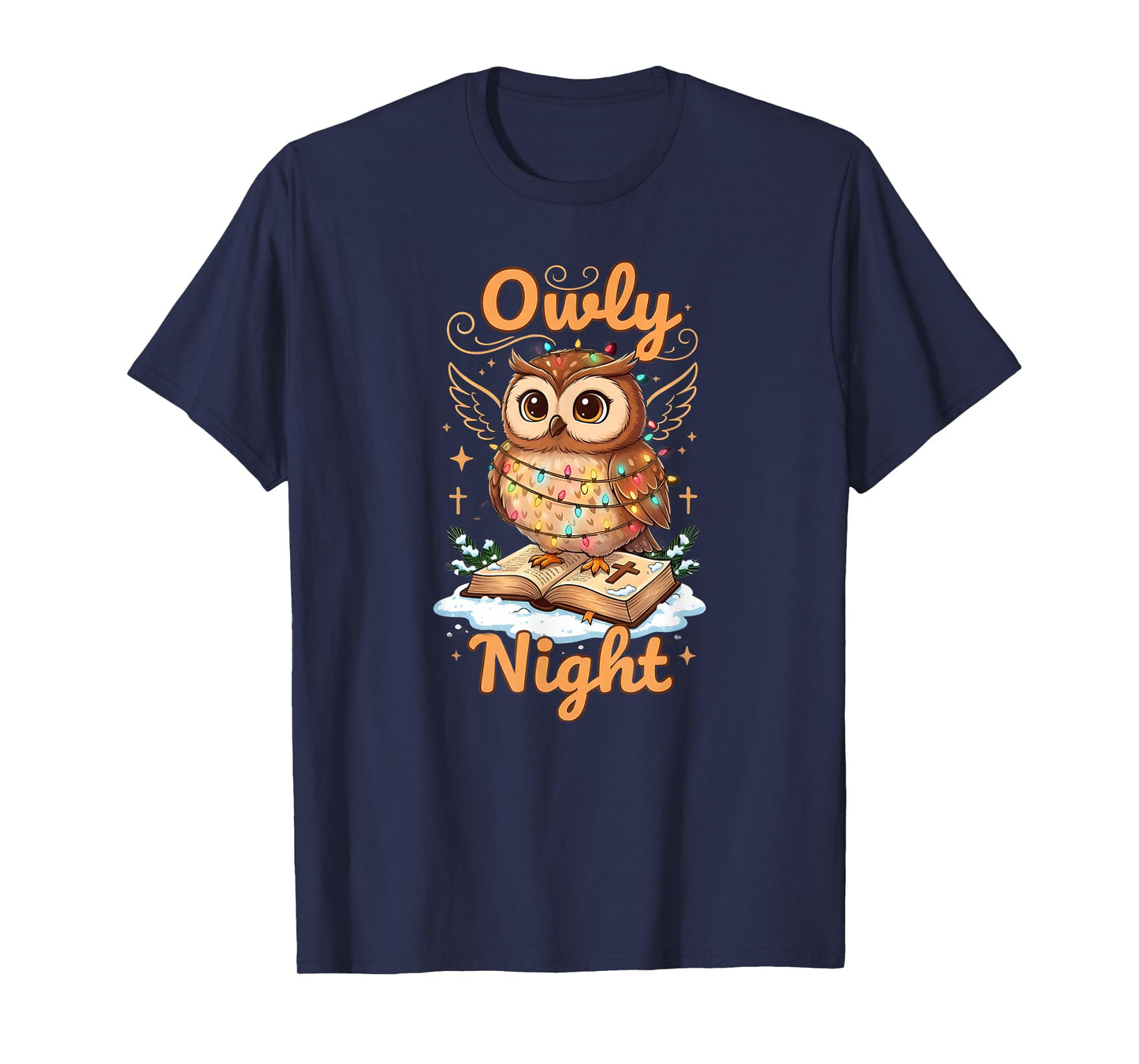Owly Night Christmas Owl Snowflakes Bible Christian Religion T-Shirt