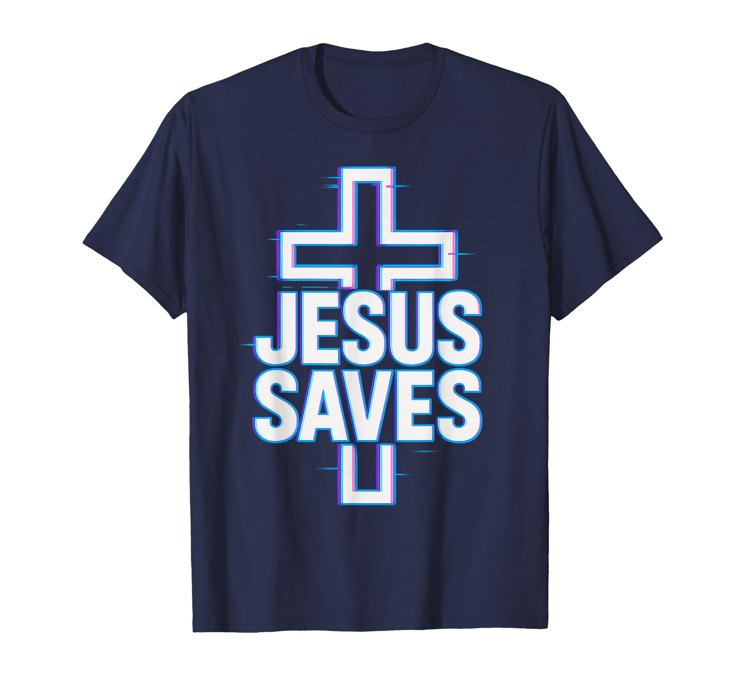 Jesus Saves Neon Glitch Christian T-Shirt