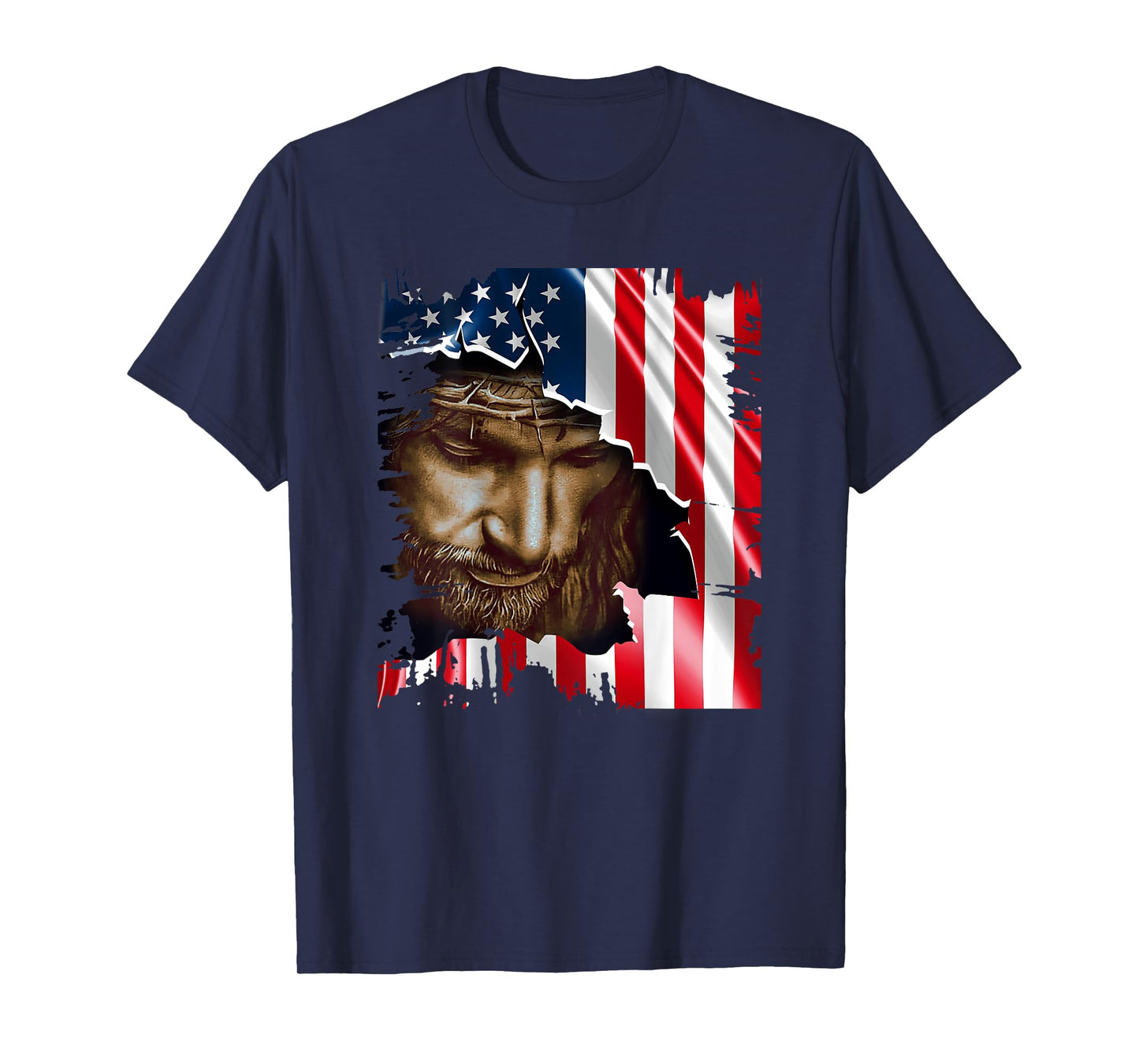 Jesus Christ American Flag US Pride Patriotic Christian T-Shirt for Women Men
