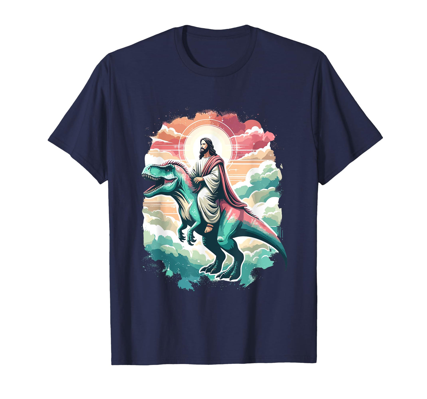 Funny Jesus Riding T-Rex Dinosaur Meme Parody for Believers T-Shirt
