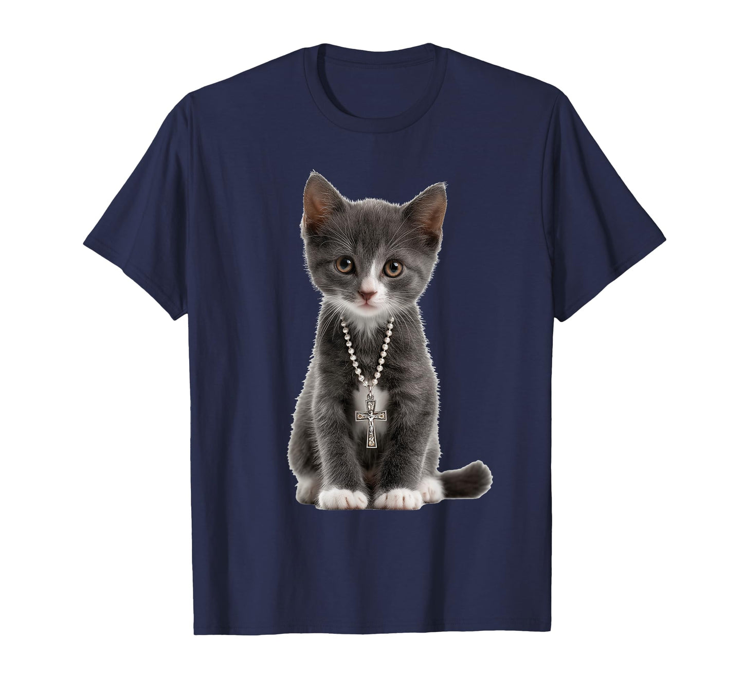 Cat Cross Christian Religious Believe Blessed Faith Graphic T-Shirt