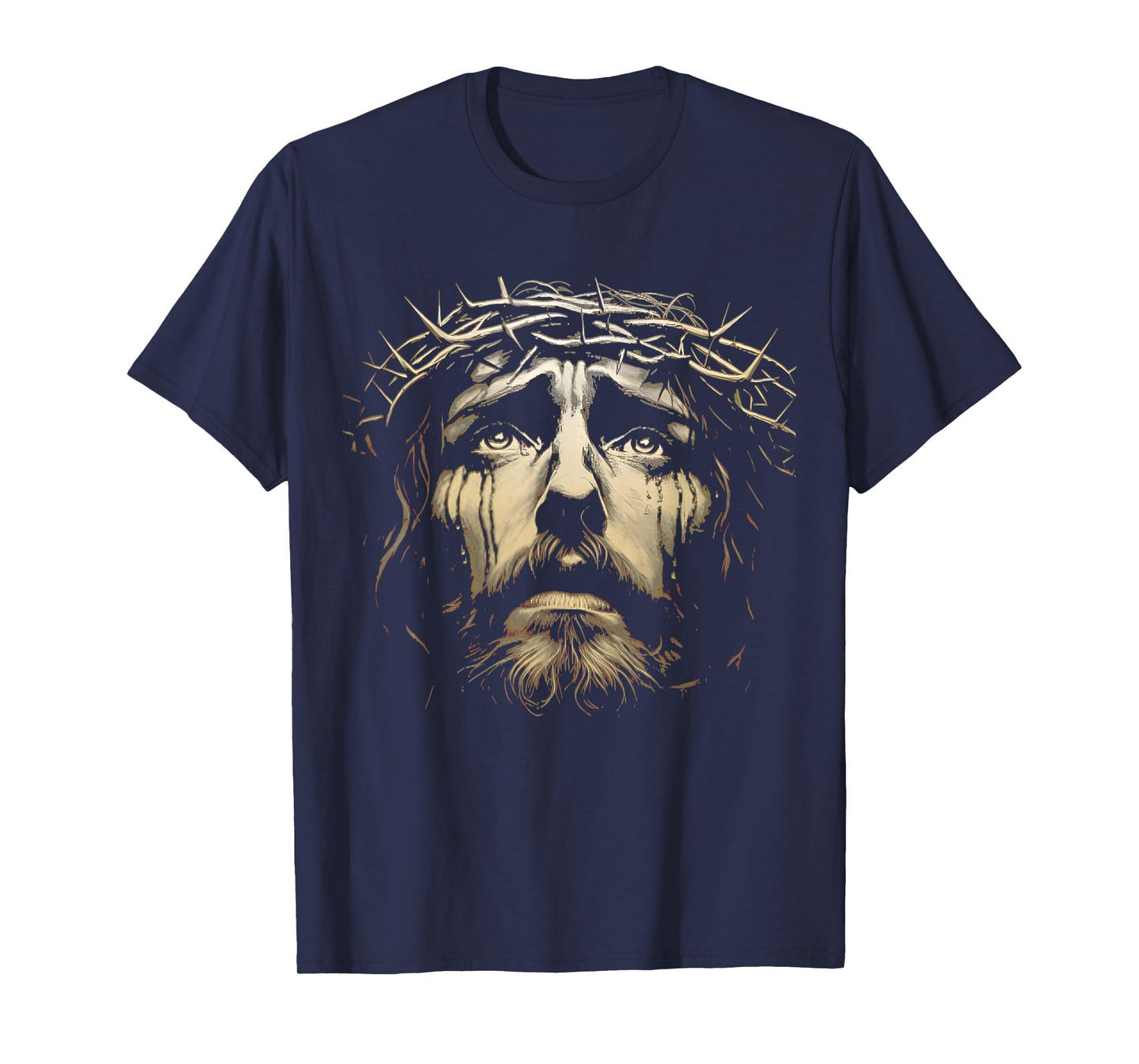 Jesus Christ Face With Crown Of Thorns God Bible Vintage T-Shirt