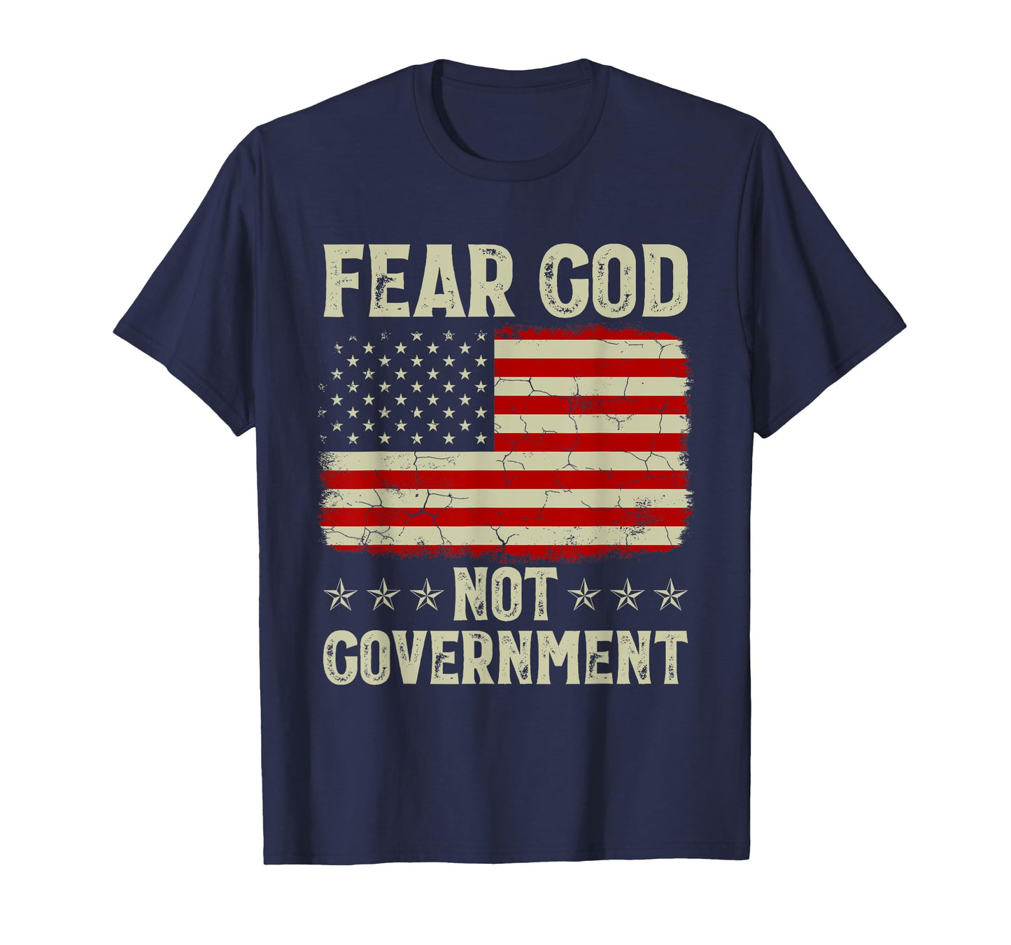 Fear God Not Government Vintage Old American Flag T-Shirt