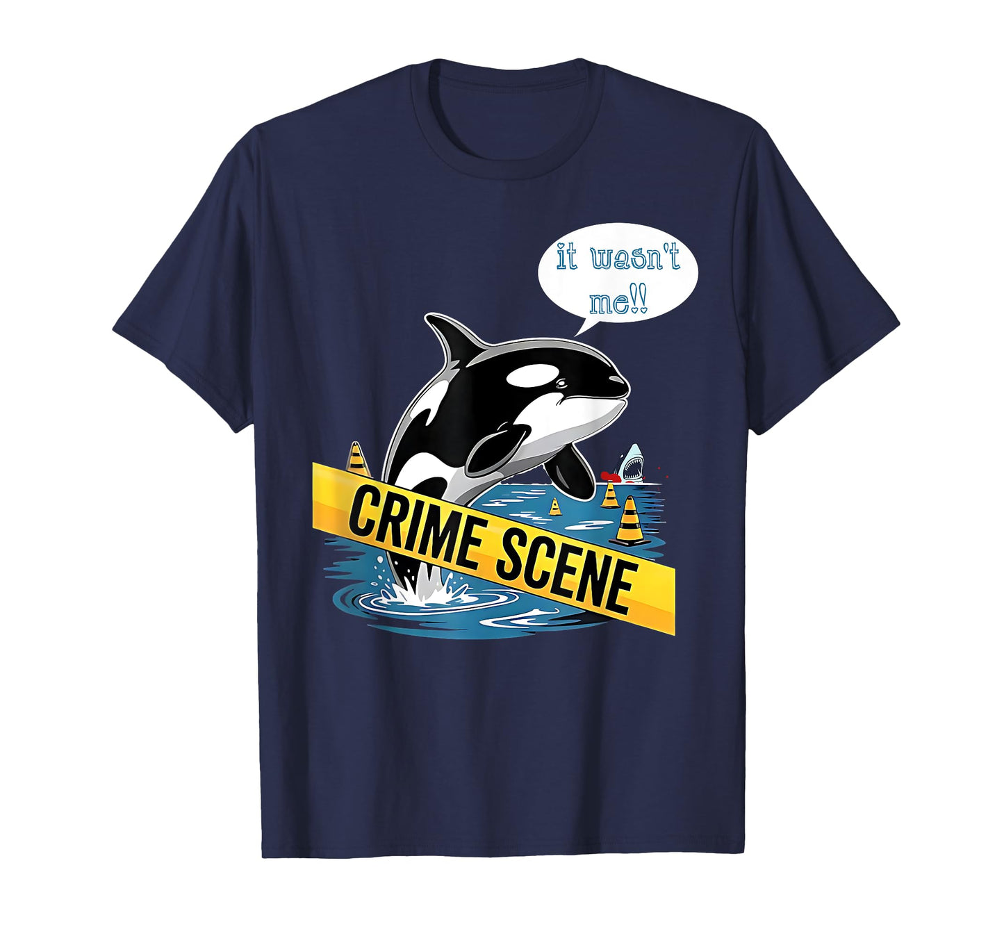 Funny Shark Crime Scene Orca Killer Whale Kawaii Sea Panda T-Shirt