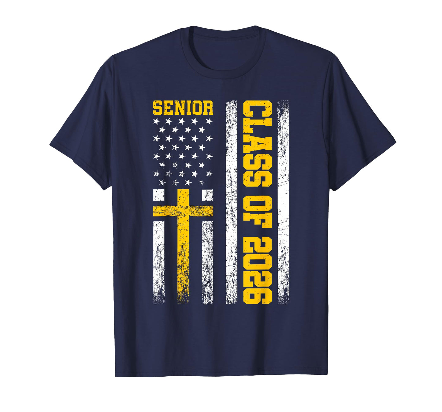 Senior Class of 2026 USA Flag Cross Christian Senior 2026 T-Shirt
