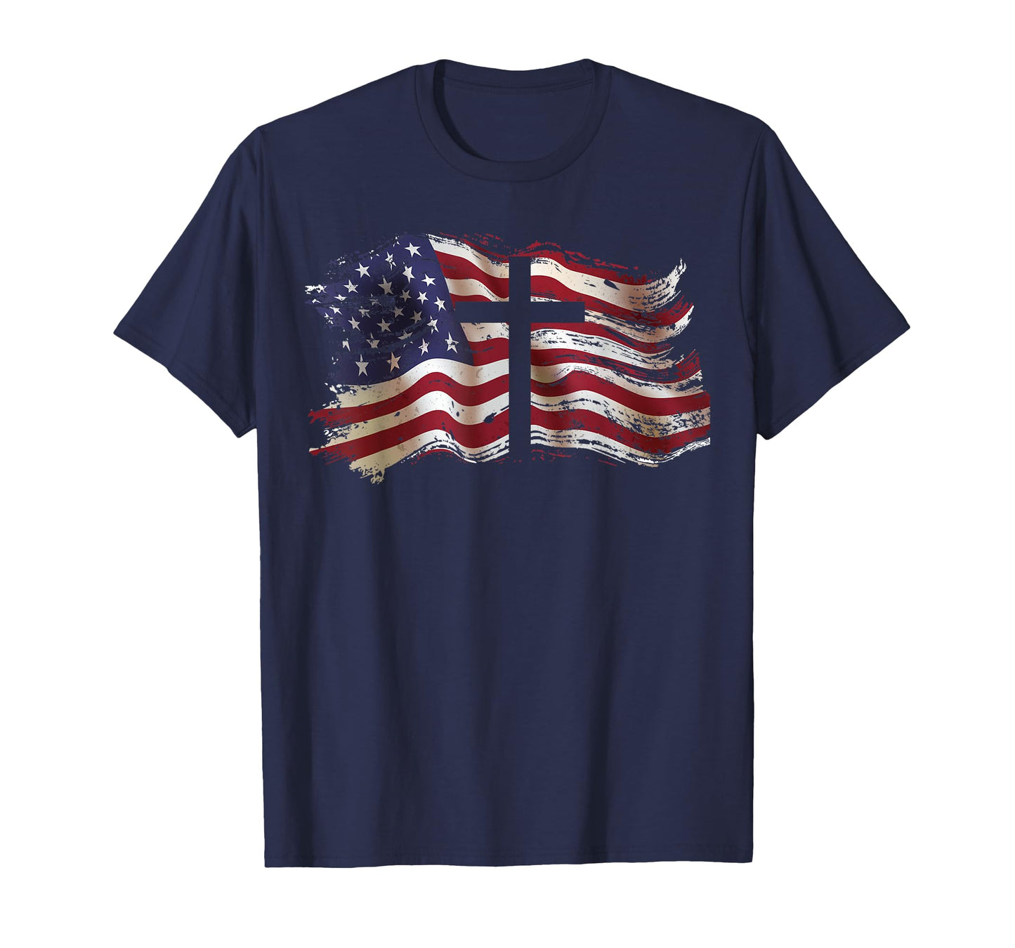 American Flag Cross for Patriotic USA Christians God Faith T-Shirt
