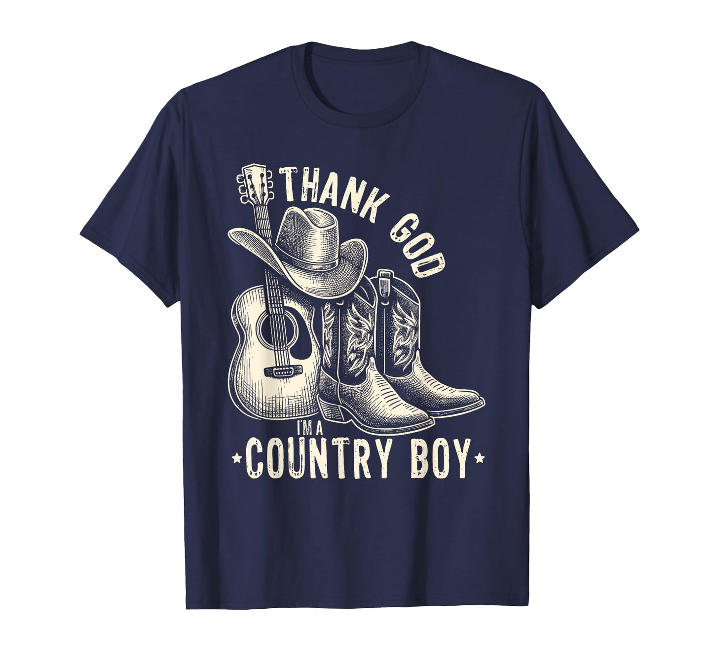 Thank God I'm A Country Music Boy Cowboy Western Retro T-Shirt