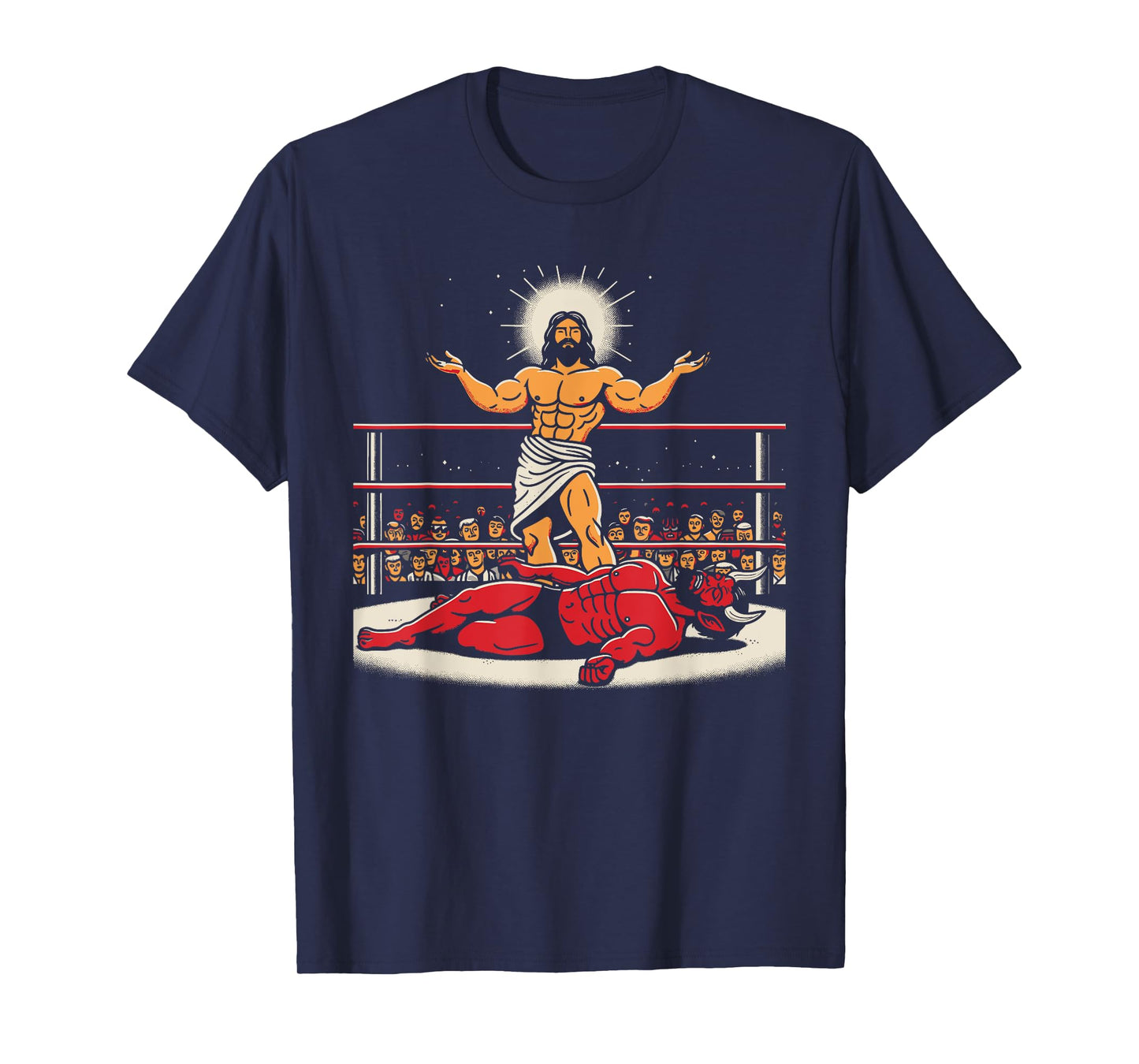 Jesus Wrestling Satan Funny Christian Humor Joke T-Shirt