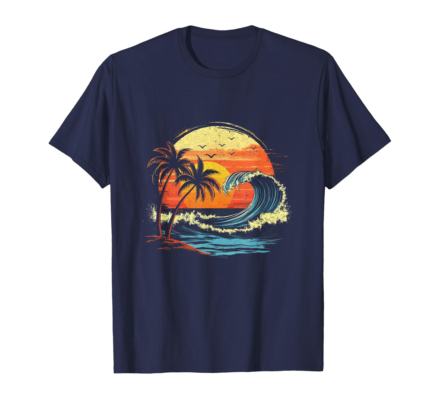 Retro Sunset Tropical Vintage Beach Palm Tree For Men Women T-Shirt
