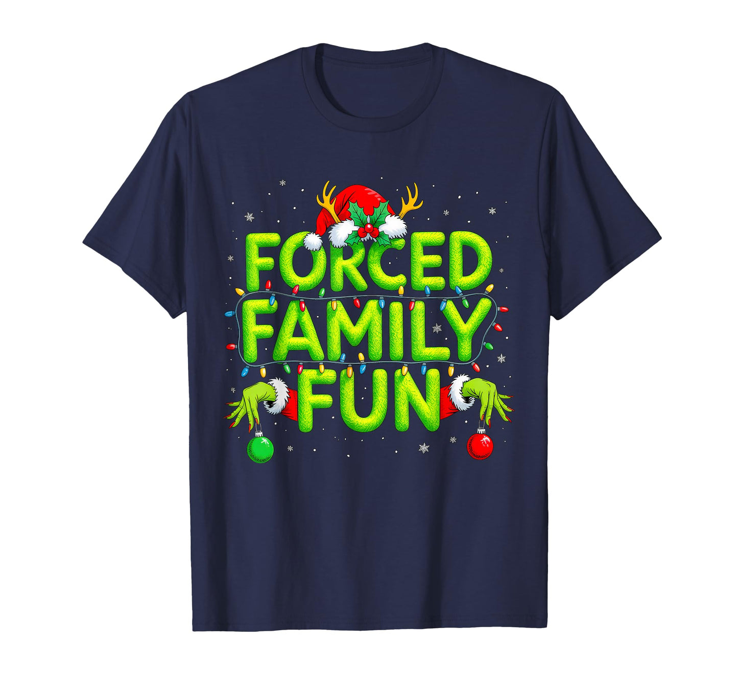 Funny Forced Family Fun Christmas Holiday Shirt Men Kids Boy T-Shirt
