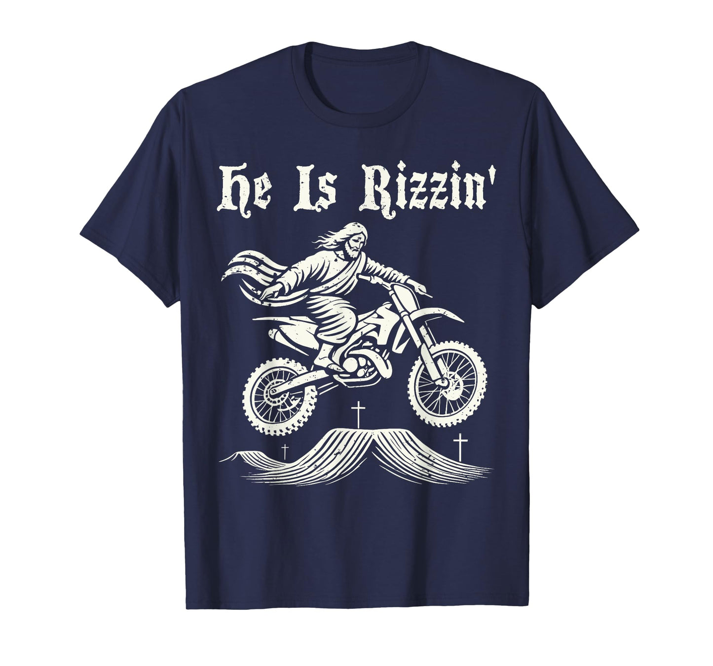 Funny jesus christ motocross dirt bike he's rizzin' easter T-Shirt