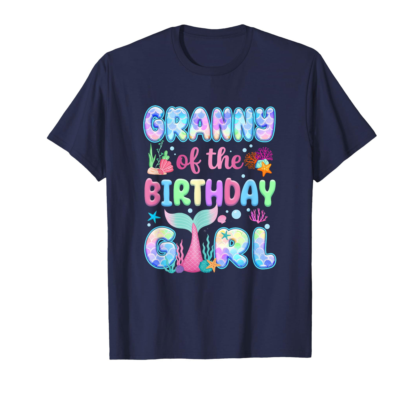 Granny Of The Birthday Mermaid Girl Family Matching Party T-Shirt